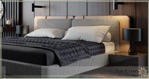 تصميم غرفة ملابس بجدة 0592424718 شركة أورا تباين الألوان بين الرمادي والخشب الداكن يخلق جواً من الخصوصية والراحة المطلقة في غرفتك